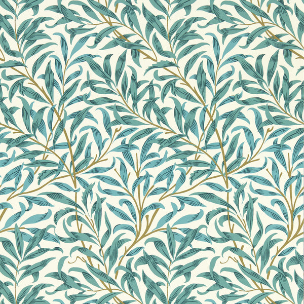 Samples and Purchasing available for Willow Boughs - Teal Wp Teal By Clarke And Clarke | Clarke & Clarke William Morris Wallcovering | Botanical & Floral Wallcovering Print at Designer Wallcoverings and Fabrics