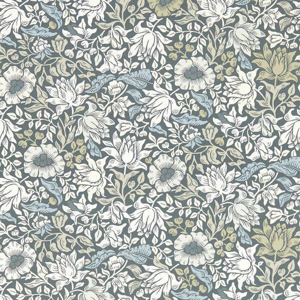 Samples and Purchasing available for Mallow - Slate Wp Grey By Clarke And Clarke | Clarke & Clarke William Morris Wallcovering | Botanical & Floral Wallcovering Print at Designer Wallcoverings and Fabrics