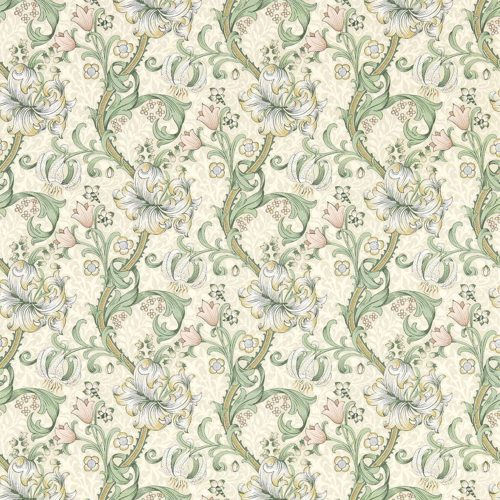 Samples and Purchasing available for Golden Lily - Linen Wp Beige By Clarke And Clarke | Clarke & Clarke William Morris Wallcovering | Botanical & Floral Wallcovering Print at Designer Wallcoverings and Fabrics