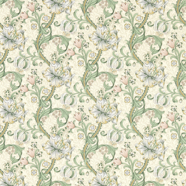 Samples and Purchasing available for Golden Lily - Linen Wp Beige By Clarke And Clarke | Clarke & Clarke William Morris Wallcovering | Botanical & Floral Wallcovering Print at Designer Wallcoverings and Fabrics