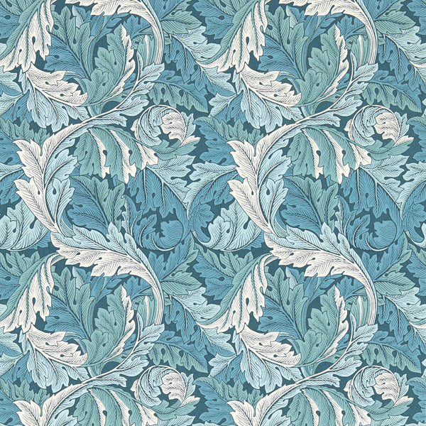 Samples and Purchasing available for Acanthus - Teal Wp Teal By Clarke And Clarke | Clarke & Clarke William Morris Wallcovering | Botanical & Floral Wallcovering Print at Designer Wallcoverings and Fabrics