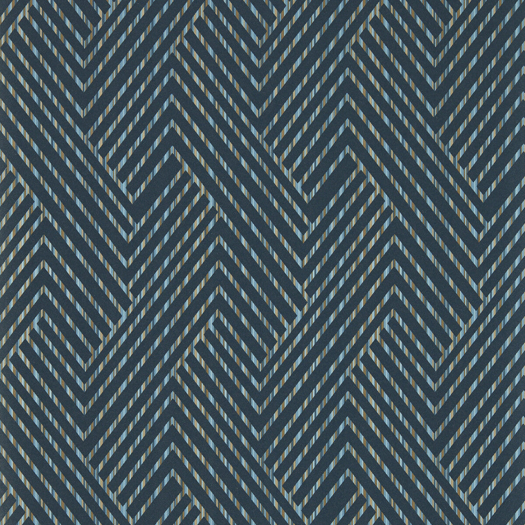 Samples and Purchasing available for Grassetto - Midnight Wp Black By Clarke And Clarke | Clarke & Clarke Vivido Wallcovering |Geometric Stripes Wallcovering Print at Designer Wallcoverings and Fabrics