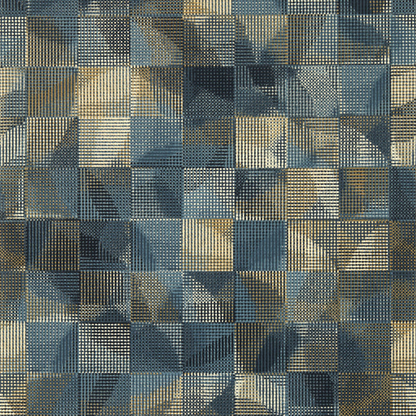 Samples and Purchasing available for Impatto - Midnight Wp Teal By Clarke And Clarke | Clarke & Clarke Vivido Wallcovering | Geometric Wallcovering Print at Designer Wallcoverings and Fabrics