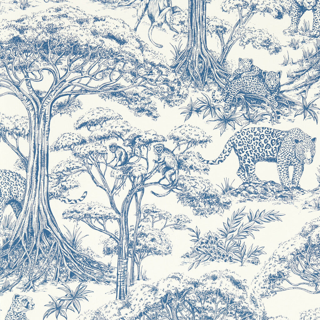 Samples and Purchasing available for Kisumu - Caribbean Wp Dark Blue By Clarke And Clarke | Clarke & Clarke Breegan Jane Wallcovering |Animal/Insects Toile Wallcovering Print at Designer Wallcoverings and Fabrics