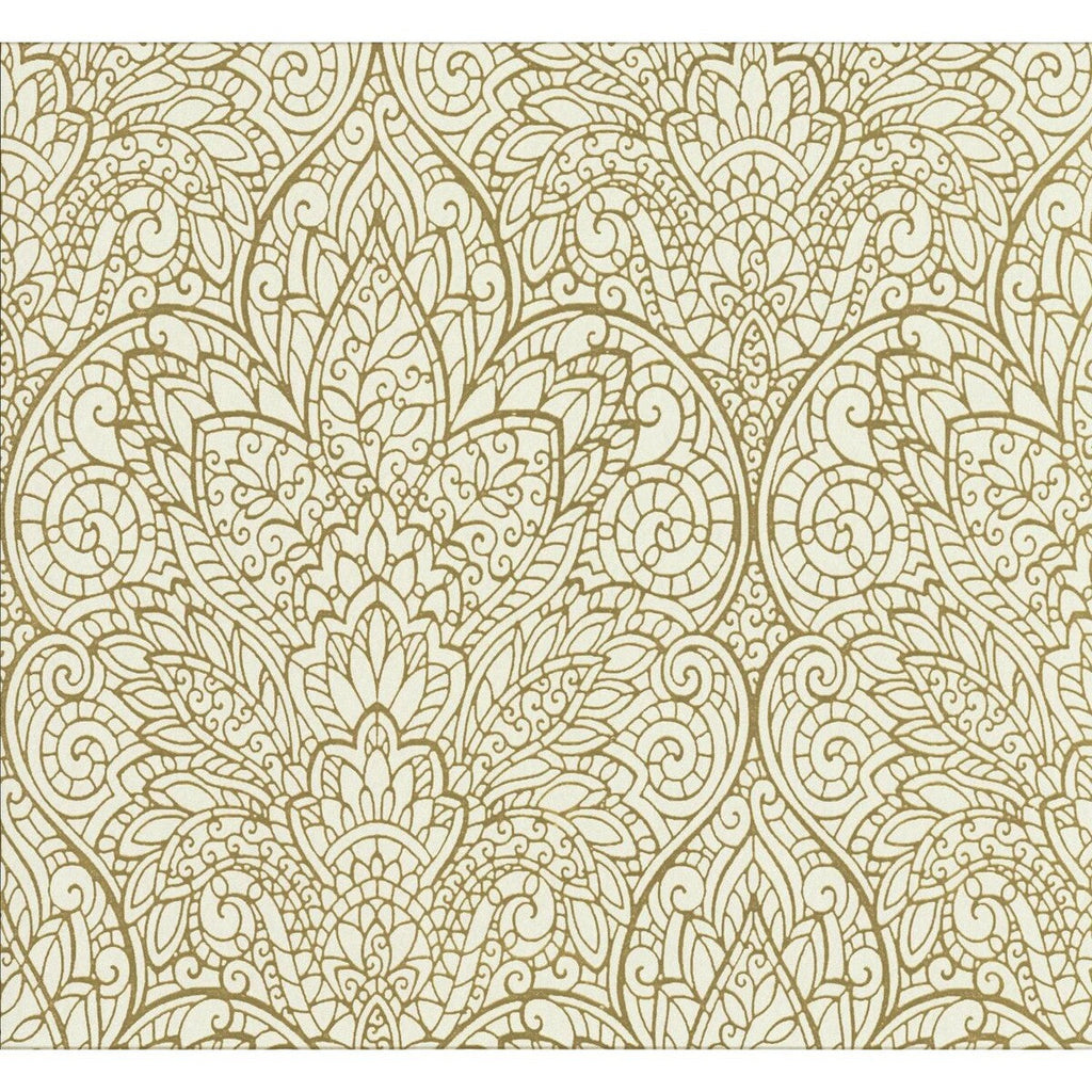 Samples and Purchasing available for Kravet Design - W3467-14 Ivory By Kravet Design | Candice Olson Collection |Damask Metallic Wallcovering Print at Designer Wallcoverings and Fabrics