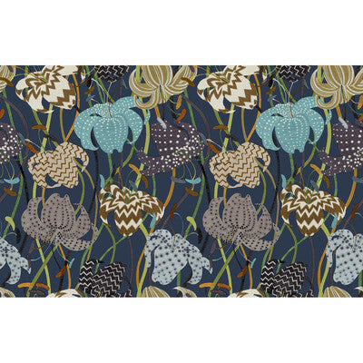 Samples and Purchasing available for Lilium - 10233 Blue By Kravet Couture | Missoni Home Wallcoverings 03 | Botanical & Floral Wallcovering Print at Designer Wallcoverings and Fabrics