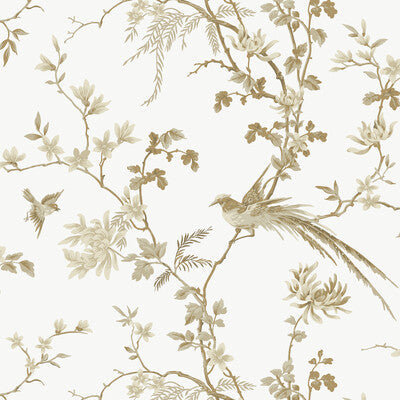 Samples and Purchasing available for Kravet Design - W3714-101 White By Kravet Design | Ronald Redding |Chinoiserie Flora & Fauna Wallcovering Print at Designer Wallcoverings and Fabrics