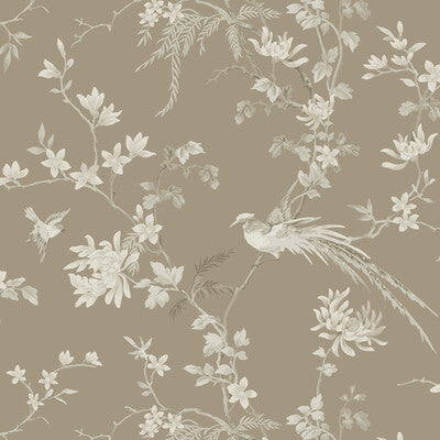 Samples and Purchasing available for Kravet Design - W3714-6 Brown By Kravet Design | Ronald Redding |Chinoiserie Flora & Fauna Wallcovering Print at Designer Wallcoverings and Fabrics