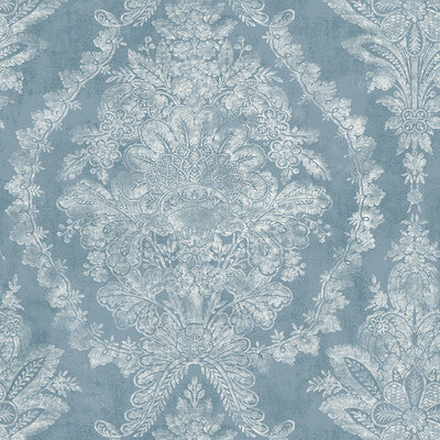 Samples and Purchasing available for Kravet Design - W3715-5 Blue By Kravet Design | Ronald Redding |Damask  Wallcovering Print at Designer Wallcoverings and Fabrics