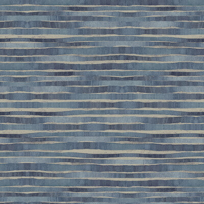 Samples and Purchasing available for Kravet Design - W3716-5 Blue By Kravet Design | Ronald Redding |Metallic Stripes Wallcovering Print at Designer Wallcoverings and Fabrics