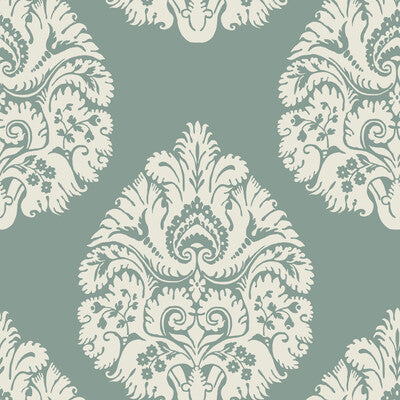 Samples and Purchasing available for Kravet Design - W3726-3 Teal By Kravet Design | Ronald Redding |Damask  Wallcovering Print at Designer Wallcoverings and Fabrics