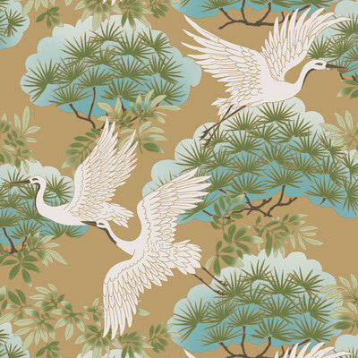 Samples and Purchasing available for Kravet Design - W3751-4 Gold By Kravet Design | Ronald Redding |Flora & Fauna  Wallcovering Print at Designer Wallcoverings and Fabrics