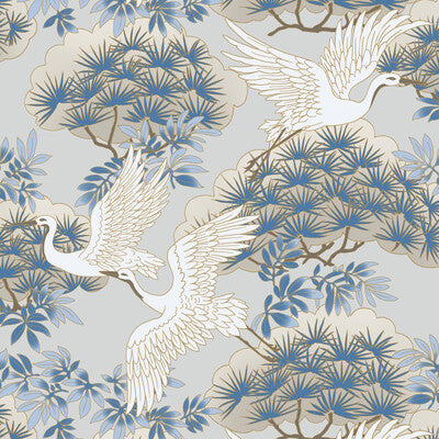 Samples and Purchasing available for Kravet Design - W3751-5 Dark Blue By Kravet Design | Ronald Redding |Flora & Fauna  Wallcovering Print at Designer Wallcoverings and Fabrics