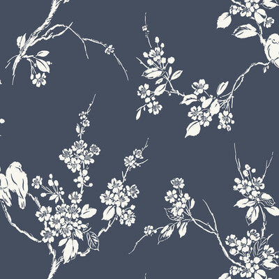 Samples and Purchasing available for Kravet Design - W3773-50 Dark Blue By Kravet Design |  |Flora & Fauna  Wallcovering Print at Designer Wallcoverings and Fabrics