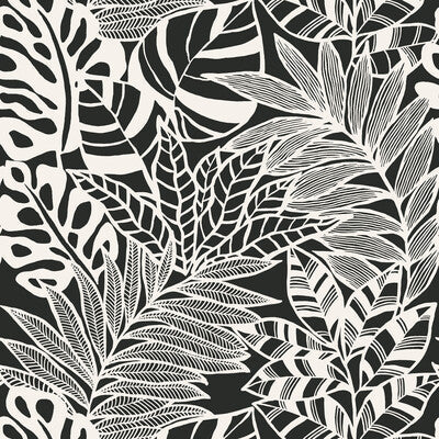 Samples and Purchasing available for Kravet Design - W3774-8 Black By Kravet Design |  |Botanical & Floral  Wallcovering Print at Designer Wallcoverings and Fabrics