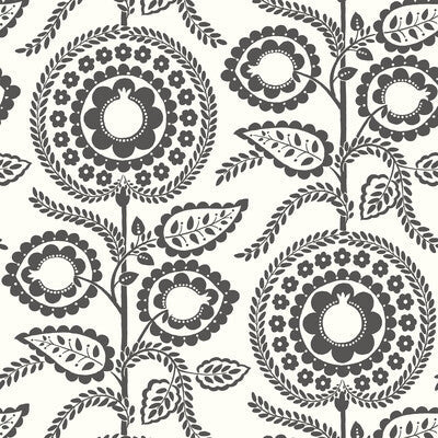 Samples and Purchasing available for Kravet Design - W3783-8 Black By Kravet Design |  |Botanical & Floral  Wallcovering Print at Designer Wallcoverings and Fabrics