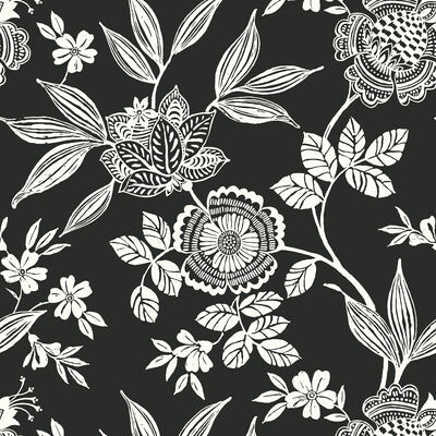 Samples and Purchasing available for Kravet Design - W3784-8 Black By Kravet Design |  |Jacobeans  Wallcovering Print at Designer Wallcoverings and Fabrics