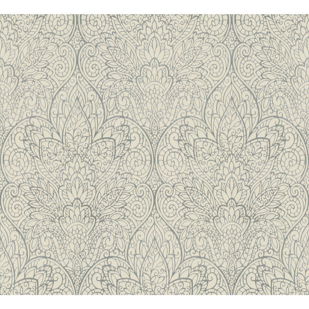 Samples and Purchasing available for Kravet Design - W3859-1 Silver By Kravet Design | Candice Olson After Eight |Damask Metallic Wallcovering Print at Designer Wallcoverings and Fabrics