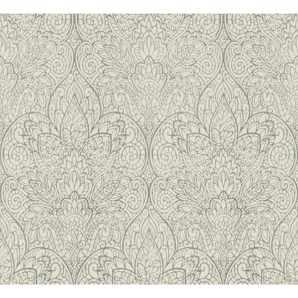 Samples and Purchasing available for Kravet Design - W3859-1 Silver By Kravet Design | Candice Olson After Eight |Damask Metallic Wallcovering Print at Designer Wallcoverings and Fabrics