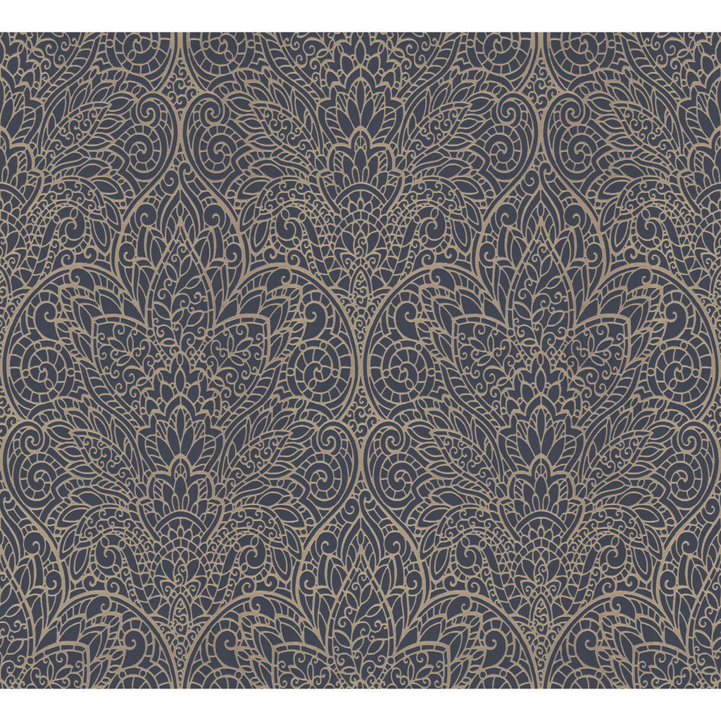 Samples and Purchasing available for Kravet Design - W3859-54 Gold By Kravet Design | Candice Olson After Eight |Damask Metallic Wallcovering Print at Designer Wallcoverings and Fabrics