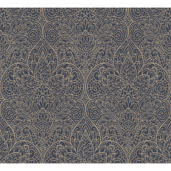 Samples and Purchasing available for Kravet Design - W3859-54 Gold By Kravet Design | Candice Olson After Eight |Damask Metallic Wallcovering Print at Designer Wallcoverings and Fabrics