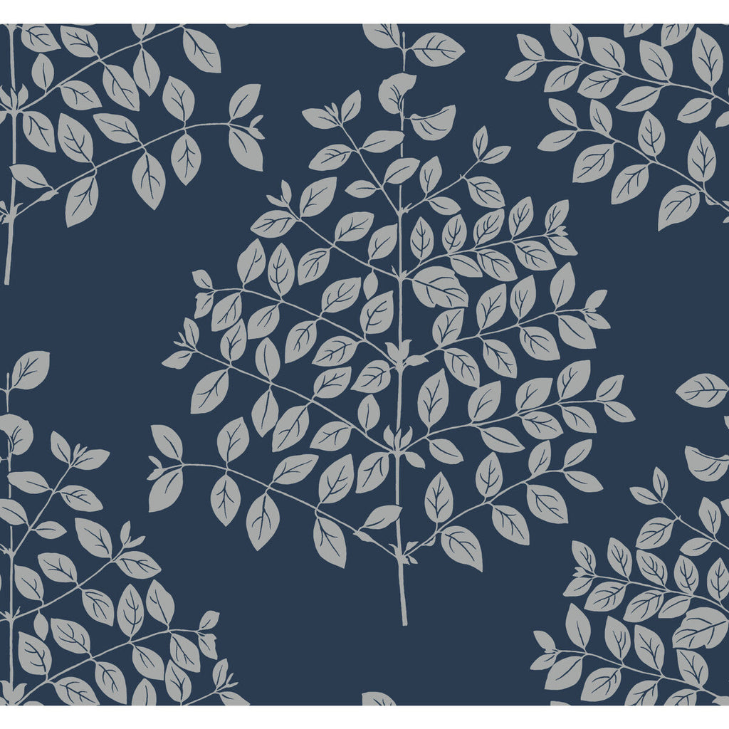 Samples and Purchasing available for Kravet Design - W3875-50 Dark Blue By Kravet Design | Candice Olson Modern Nature 2Nd Edition |Botanical & Floral Metallic Wallcovering Print at Designer Wallcoverings and Fabrics