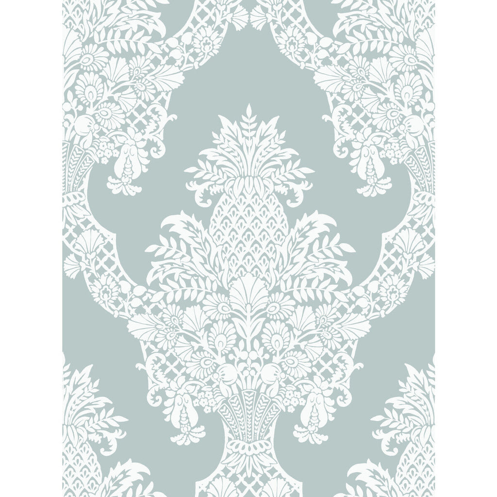 Samples and Purchasing available for Kravet Design - W3892-113 Turquoise By Kravet Design | Damask Resource Library |Damask Metallic Wallcovering Print at Designer Wallcoverings and Fabrics