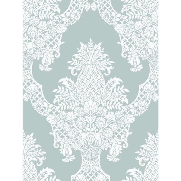 Samples and Purchasing available for Kravet Design - W3892-113 Turquoise By Kravet Design | Damask Resource Library |Damask Metallic Wallcovering Print at Designer Wallcoverings and Fabrics