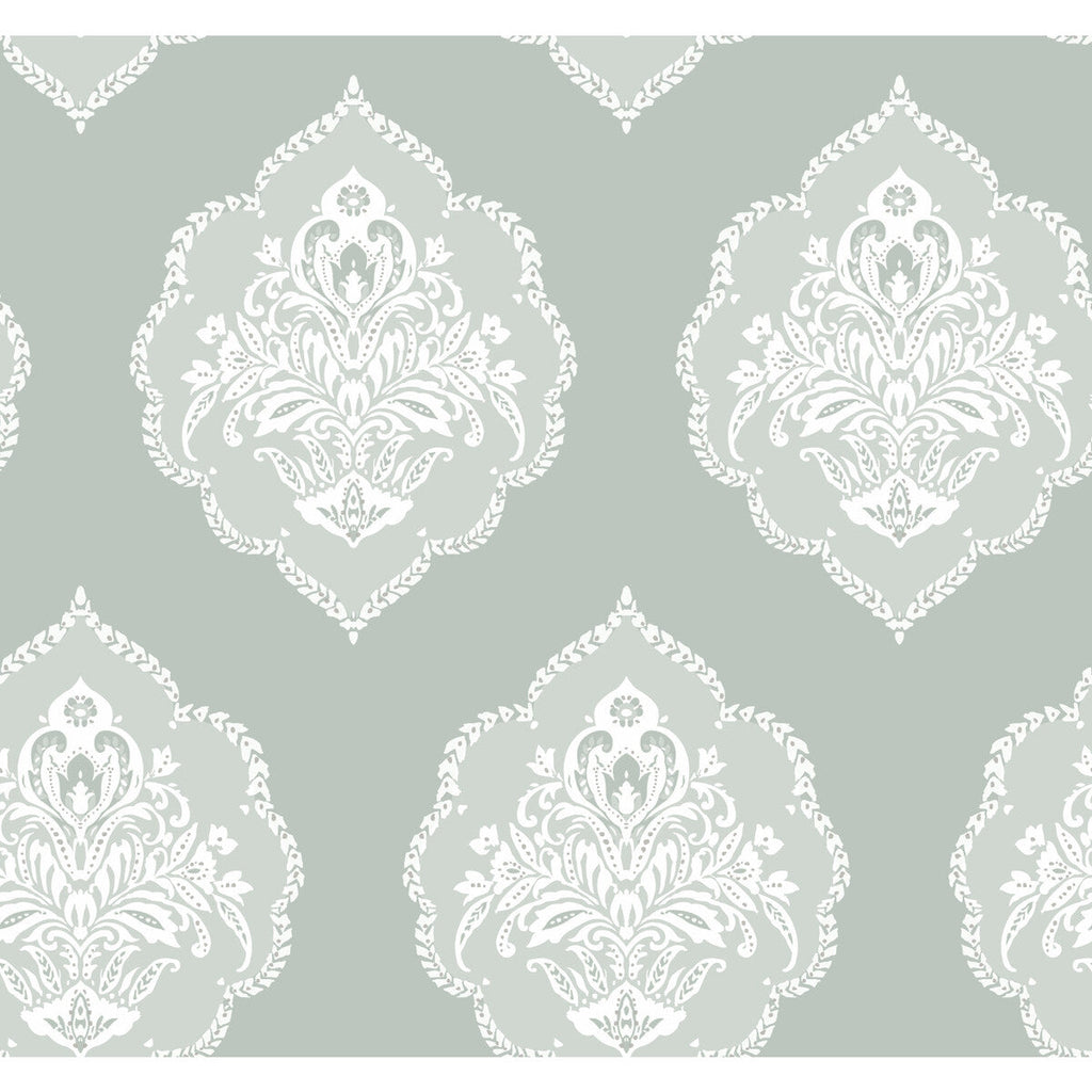 Samples and Purchasing available for Kravet Design - W3893-135 Turquoise By Kravet Design | Damask Resource Library |Damask Metallic Wallcovering Print at Designer Wallcoverings and Fabrics