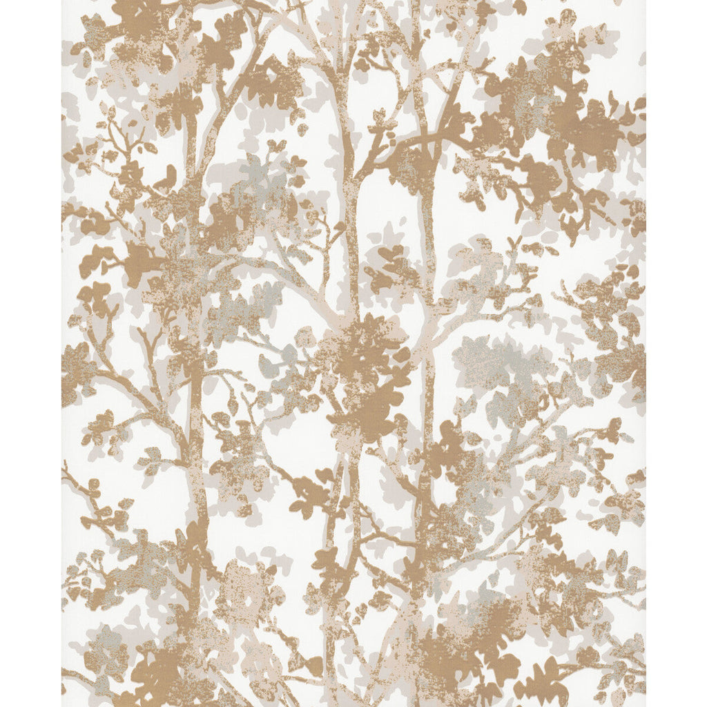 Samples and Purchasing available for Kravet Design - W4113-14 White By Kravet Design | Antonina Vella Modern Metals Second Edition |Botanical & Floral Metallic Wallcovering Print at Designer Wallcoverings and Fabrics