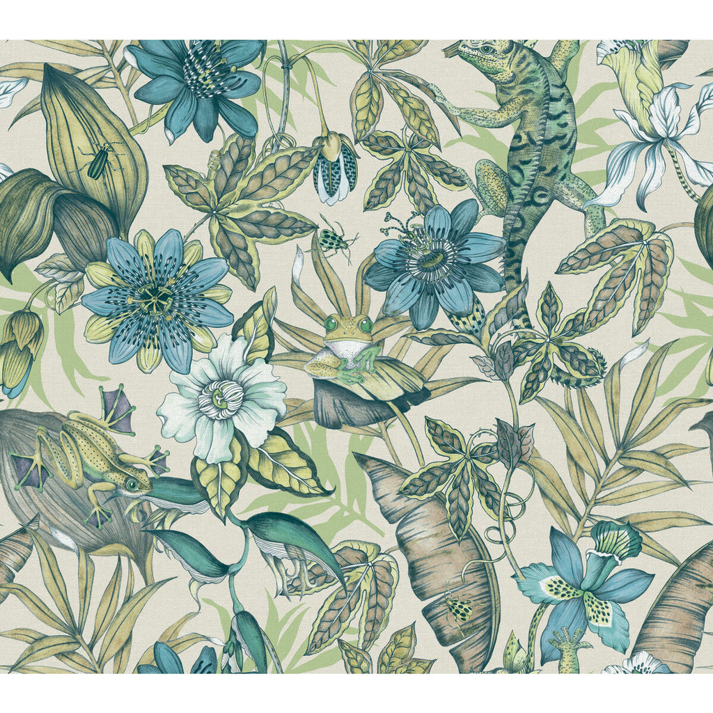 Samples and Purchasing available for Kravet Design - W4131-353 Teal By Kravet Design | Blooms Second Edition Resource Library |Botanical & Floral  Wallcovering Print at Designer Wallcoverings and Fabrics