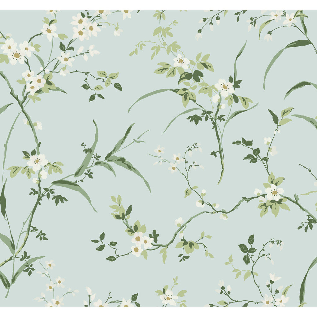 Samples and Purchasing available for Kravet Design - W4135-13 Turquoise By Kravet Design | Blooms Second Edition Resource Library |Botanical & Floral  Wallcovering Print at Designer Wallcoverings and Fabrics