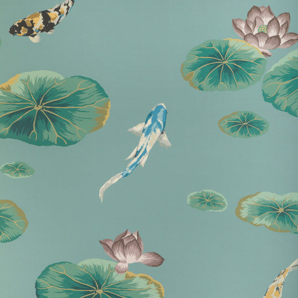 Samples and Purchasing available for Lotus Pond Wp - Sage Teal By Kravet Couture | Casa Botanica Wallcovering |Animal/Insects Botanical & Floral Wallcovering Print at Designer Wallcoverings and Fabrics