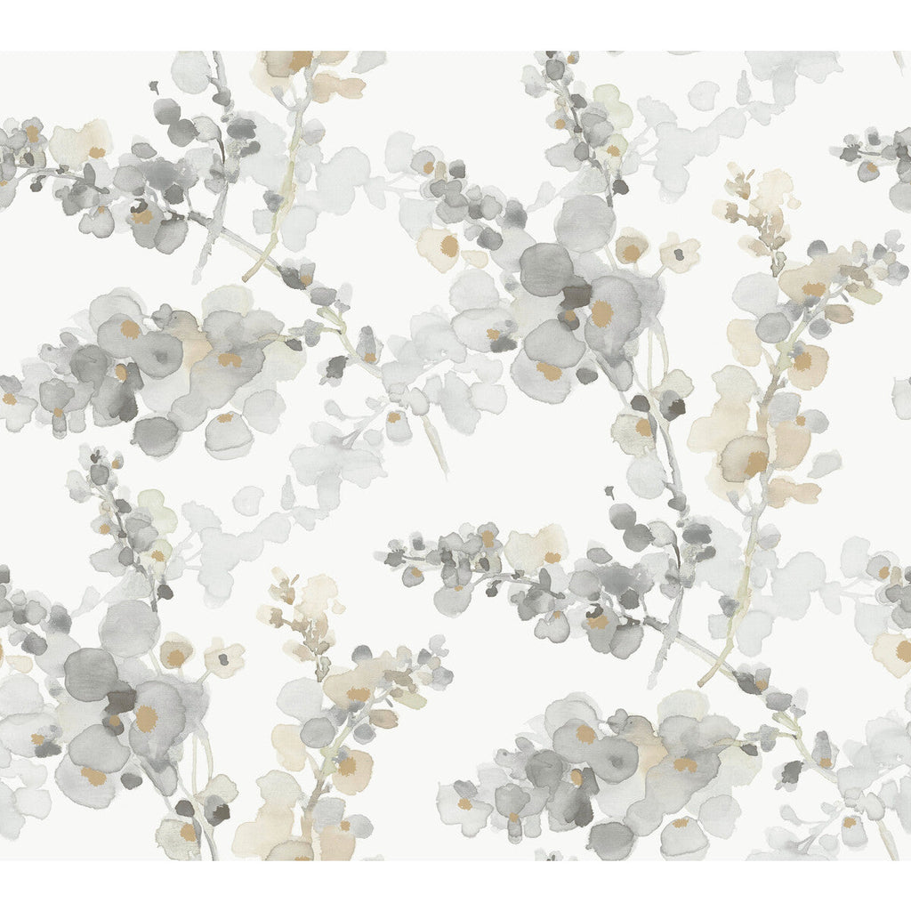 Samples and Purchasing available for Kravet Design - W4165-11 Grey By Kravet Design | Candice Olson Casual Elegance |Botanical & Floral Metallic Wallcovering Print at Designer Wallcoverings and Fabrics