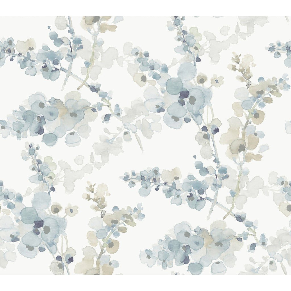 Samples and Purchasing available for Kravet Design - W4165-511 Blue By Kravet Design | Candice Olson Casual Elegance |Botanical & Floral Metallic Wallcovering Print at Designer Wallcoverings and Fabrics