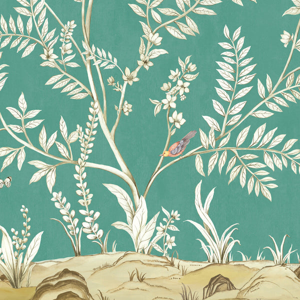 Samples and Purchasing available for Kravet Design - W4178-13 Turquoise By Kravet Design | Panel Designs |Animal/Insects Botanical & Floral Wallcovering Print at Designer Wallcoverings and Fabrics