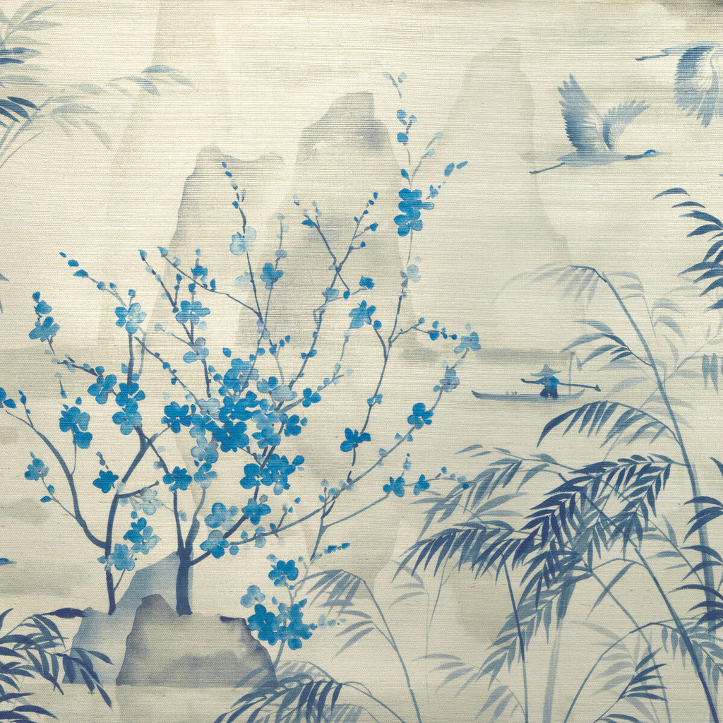 Samples and Purchasing available for Kravet Design - W4205-511 Blue By Kravet Design | Studio Collection |Chinoiserie Botanical & Floral Wallcovering Print at Designer Wallcoverings and Fabrics