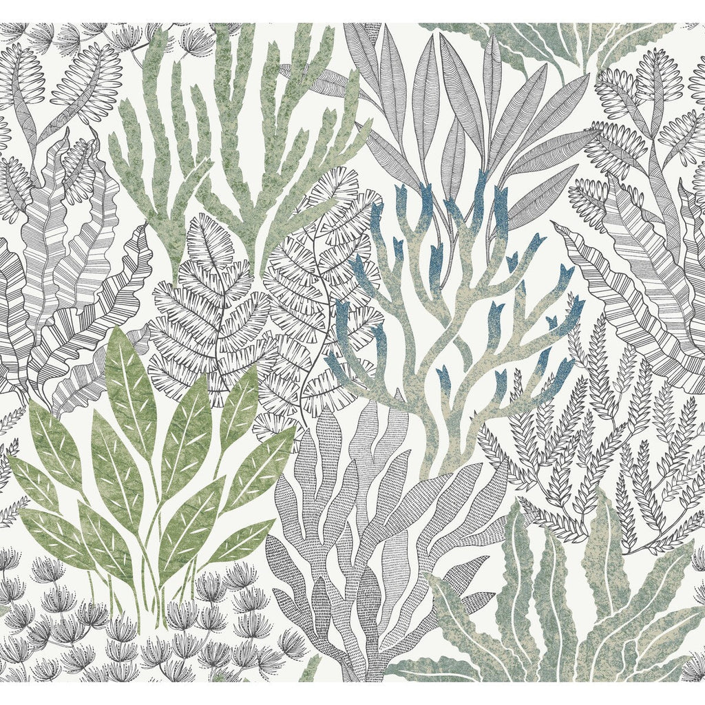 Samples and Purchasing available for Kravet Design - W4246-13 Turquoise By Kravet Design | Toiles Resource Library | Botanical & Floral Wallcovering Print at Designer Wallcoverings and Fabrics