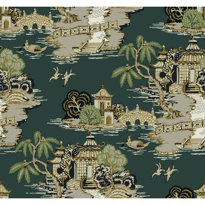 Samples and Purchasing available for Kravet Design - W4247-435 Emerald By Kravet Design | Toiles Resource Library |Chinoiserie Toile Wallcovering Print at Designer Wallcoverings and Fabrics