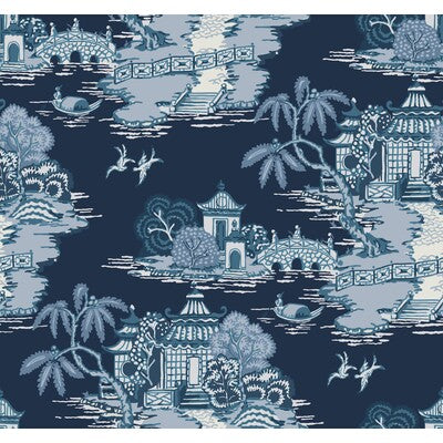 Samples and Purchasing available for Kravet Design - W4247-50 Dark Blue By Kravet Design | Toiles Resource Library |Chinoiserie Toile Wallcovering Print at Designer Wallcoverings and Fabrics