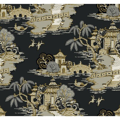 Samples and Purchasing available for Kravet Design - W4247-84 Black By Kravet Design | Toiles Resource Library |Chinoiserie Toile Wallcovering Print at Designer Wallcoverings and Fabrics