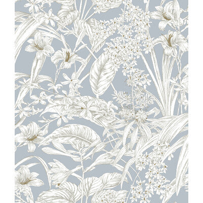 Samples and Purchasing available for Kravet Design - W4248-15 Light Blue By Kravet Design | Toiles Resource Library |Botanical & Floral Toile Wallcovering Print at Designer Wallcoverings and Fabrics