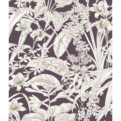 Samples and Purchasing available for Kravet Design - W4248-910 Plum By Kravet Design | Toiles Resource Library |Botanical & Floral Toile Wallcovering Print at Designer Wallcoverings and Fabrics