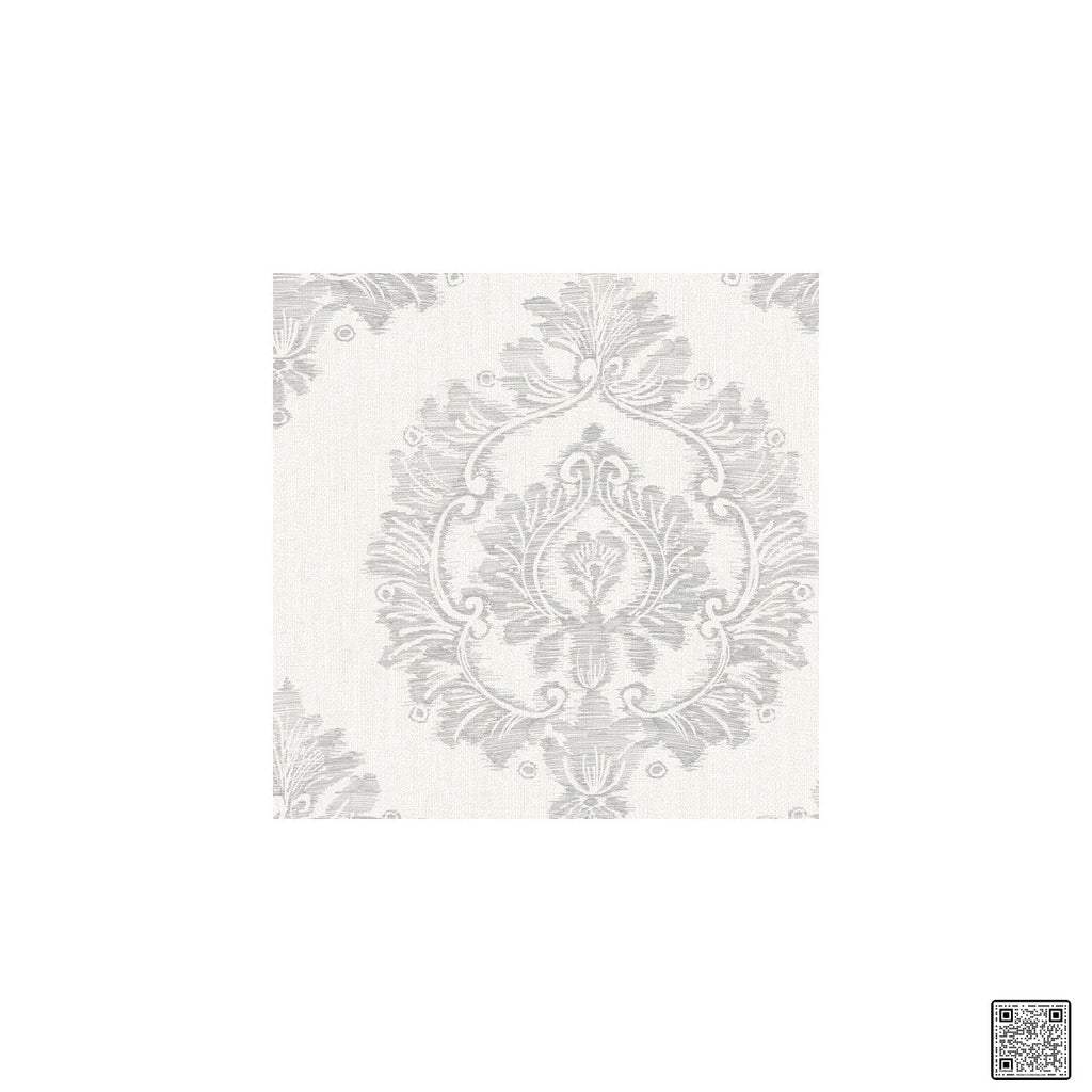 Samples and Purchasing available for Damascus - Harbor Grey  By Phillipe Romano | Phillipe Romano Barclay Living In Style | Damask Wallcovering Vinyl/Faux Leather at Designer Wallcoverings and Fabrics