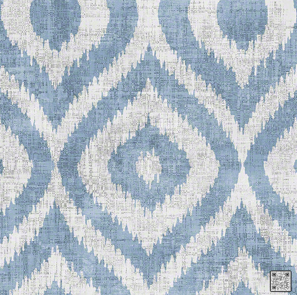 Samples and Purchasing available for Batik - Powder Blue  By Phillipe Romano | Phillipe Romano Showhouse |Ikat/Southwest/Kilims Metallic Wallcovering Grasscloth at Designer Wallcoverings and Fabrics