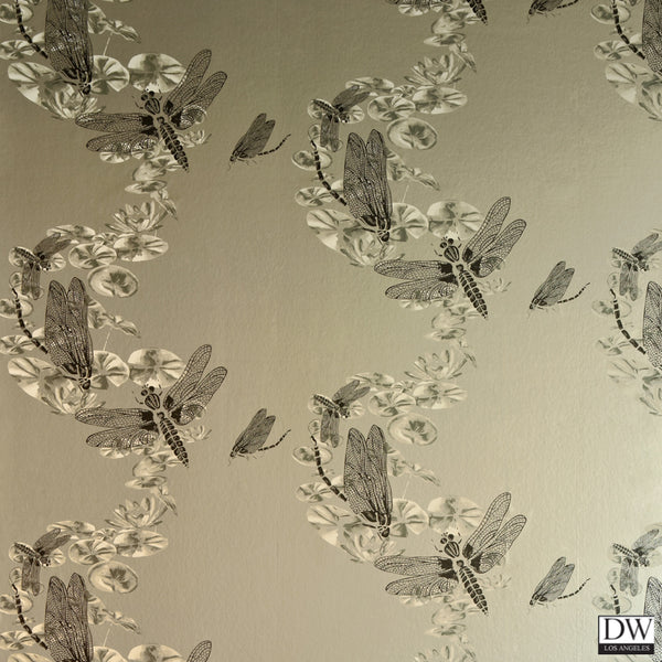 Dragon Flies Wallpaper - Pewter