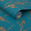 Meiying Teal Wallpaper - Designer Wallcoverings and Fabrics