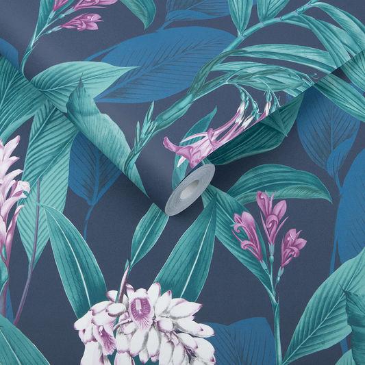 Botanical Midnight Wallpaper - Designer Wallcoverings and Fabrics