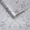 Souk Damask Pewter Wallpaper - Designer Wallcoverings and Fabrics