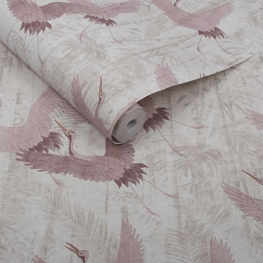 Crane Pink Wallpaper - Designer Wallcoverings and Fabrics